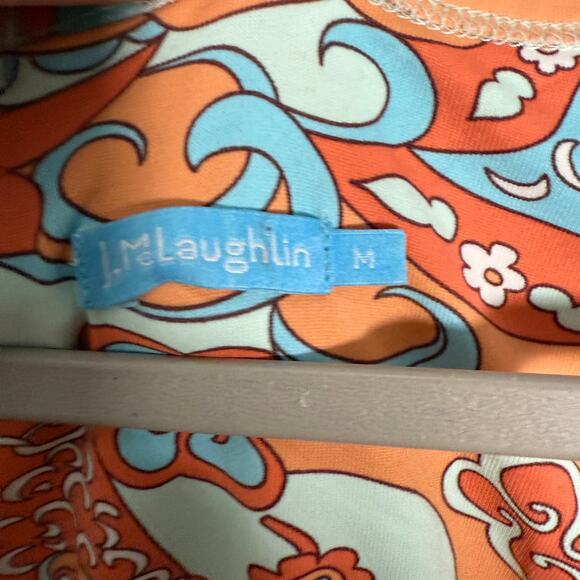 J. McLaughlin Sleeveless Paisley Midi Dress Catalina Cloth Orange Blue Medium - Picture 3 of 3